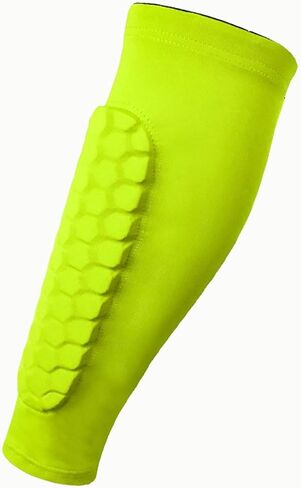 أكمام الساق وحراس الساق لكرة القدم مع دعم العجل للرياضيين - أكمام ضغط مع حماية قرص العسل - أصفر الفلورسنت م in Kuwait