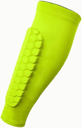 أكمام الساق وحراس الساق لكرة القدم مع دعم العجل للرياضيين - أكمام ضغط مع حماية قرص العسل - أصفر الفلورسنت م in Kuwait