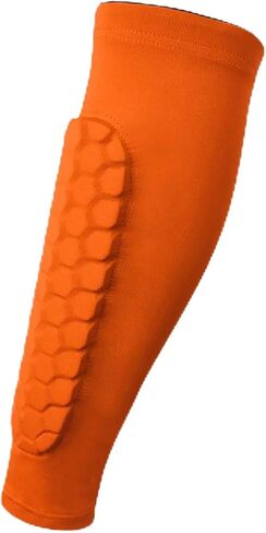 أكمام الساق وحراس الساق لكرة القدم مع دعم العجل للرياضيين - أكمام الضغط مع حماية قرص العسل - البرتقالي م in Kuwait