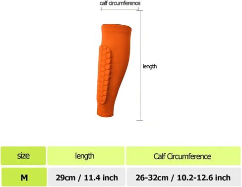 أكمام الساق وحراس الساق لكرة القدم مع دعم العجل للرياضيين - أكمام الضغط مع حماية قرص العسل - البرتقالي م in Kuwait