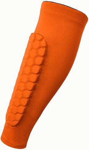 أكمام الساق وحراس الساق لكرة القدم مع دعم العجل للرياضيين - أكمام الضغط مع حماية قرص العسل - البرتقالي م in Kuwait