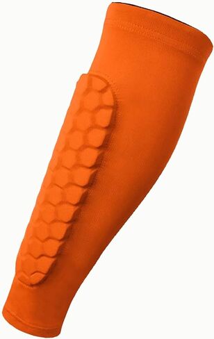 أكمام الساق وحراس الساق لكرة القدم مع دعم العجل للرياضيين - أكمام الضغط مع حماية قرص العسل - البرتقالي م in Kuwait
