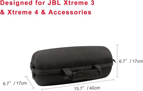 حقيبة حمل صلبة للسفر متوافقة مع مكبر صوت بلوتوث JBL Xtreme 4/3 - مقاومة للصدمات، ومقاومة للماء، ومقاومة للخدش - مثالية للسفر والتخزين (أسود + أبيض) in Kuwait