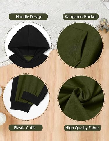 Boys Clothes Long Sleeve Hoodie and Pants Color Block Sweatsuits 2 Piece Boy Fall Winter Outfits Set 5-10T in Saudi Arabia