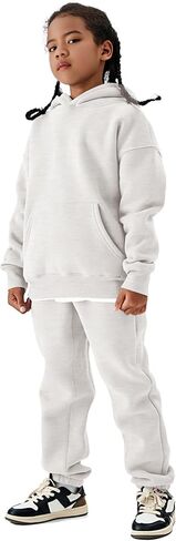 YKR Kids Sweatsuit Girls Boys Fleece 2 Piece Outfits Hooded Sweatshirt and Jogger Sweatpants Athletic Clothing Sets in Saudi Arabia