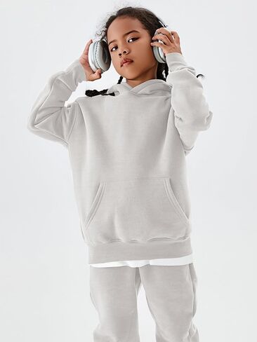 YKR Kids Sweatsuit Girls Boys Fleece 2 Piece Outfits Hooded Sweatshirt and Jogger Sweatpants Athletic Clothing Sets in Saudi Arabia