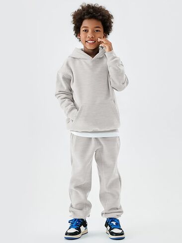 YKR Kids Sweatsuit Girls Boys Fleece 2 Piece Outfits Hooded Sweatshirt and Jogger Sweatpants Athletic Clothing Sets in Saudi Arabia