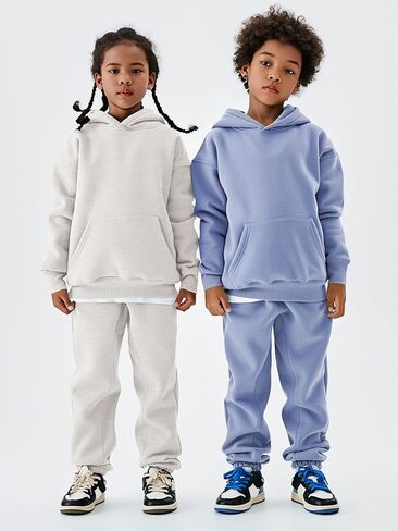 YKR Kids Sweatsuit Girls Boys Fleece 2 Piece Outfits Hooded Sweatshirt and Jogger Sweatpants Athletic Clothing Sets in Saudi Arabia