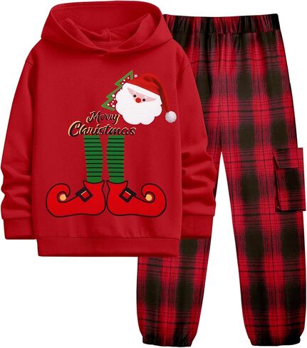 KANGKANG Boys Clothes Two Piece Long Sleeve Hooded Sweatshirt Top Camouflage Sweatpants Fall Outfits Winter Clothes Set 6-16Y in Kuwait