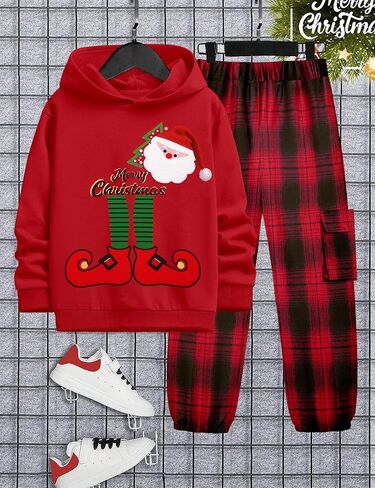 KANGKANG Boys Clothes Two Piece Long Sleeve Hooded Sweatshirt Top Camouflage Sweatpants Fall Outfits Winter Clothes Set 6-16Y in Kuwait