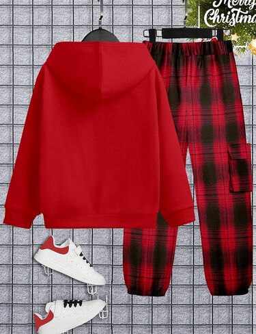 KANGKANG Boys Clothes Two Piece Long Sleeve Hooded Sweatshirt Top Camouflage Sweatpants Fall Outfits Winter Clothes Set 6-16Y in Kuwait