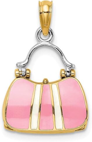 14K الذهب الأصفر 3D أسود أسود مقبض حقيبة يد مع شريط متحرك شريط in Kuwait