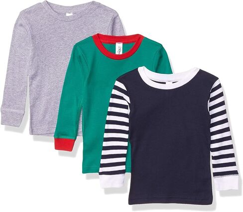Marky G Apparel Toddler Snug-Fit Pajama Pajama Long Sleeve Crew Neck Top (حزمة 3) in Kuwait