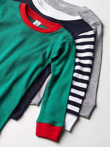 Marky G Apparel Toddler Snug-Fit Pajama Pajama Long Sleeve Crew Neck Top (حزمة 3) in Kuwait
