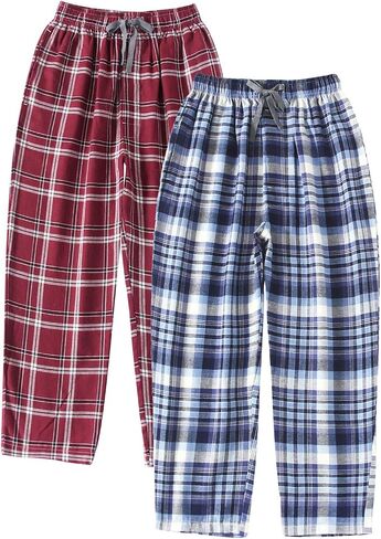 Big Boys Pajamas Pants 100 ٪ Cotton Plaid Pajama Lounge Size 8 10 12 14 16 in Saudi Arabia