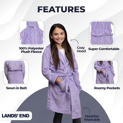 Lands' End Kids Hooded Fleece Solid Robe in Saudi Arabia