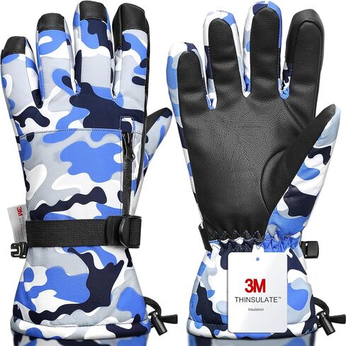 Snow Gloves,Touchscreen Ski Mittens, 3M Thinsulate Warm Cold Weather Ski Gloves for Parent Boys Girls in Saudi Arabia