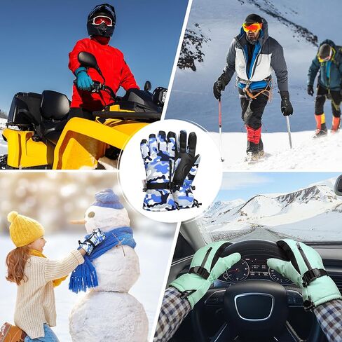 Snow Gloves,Touchscreen Ski Mittens, 3M Thinsulate Warm Cold Weather Ski Gloves for Parent Boys Girls in Saudi Arabia