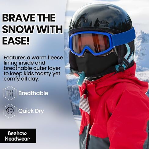 Kids Balaclava Ski Mask&Neck Gaiter Winter for Boys&Girls,Fleece Windproof Neck Warmer for Skiing Cycling Hiking in Kuwait