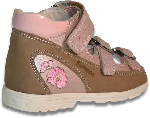 Kids Girls’ Genuine Leather Orthopedic Corrective Sandals – Arch Support Shoes, Ankle Support, for Flat Feet & Overpronation with Adjustable Hook & Loop Straps, Pink Metallic Floral in Saudi Arabia