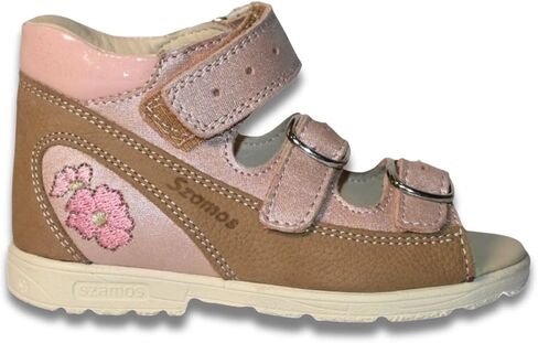 Kids Girls’ Genuine Leather Orthopedic Corrective Sandals – Arch Support Shoes, Ankle Support, for Flat Feet & Overpronation with Adjustable Hook & Loop Straps, Pink Metallic Floral in Saudi Arabia