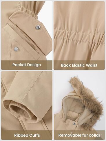 XMWEALTHY Girls' Winter Puffer Coat Kids Warm Windproof Long Parka Hooded Jacket with Fur Trim in Saudi Arabia
