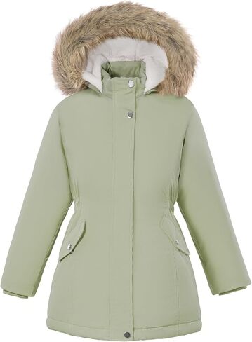 XMWEALTHY Girls' Winter Puffer Coat Kids Warm Windproof Long Parka Hooded Jacket with Fur Trim in Saudi Arabia