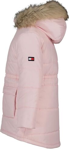 Tommy Hilfiger Girls' Long Length Heavyweight Puffer Jacket with Polar Fleece Lining in Saudi Arabia