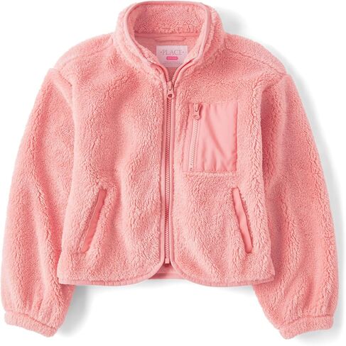 The Children's Place Girls's Long Sherpa Fleece Zip Stack in Saudi Arabia