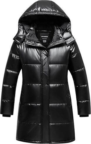 Girl's Winter Coat Kids Long Puffer Jacket Waterproof Ski Outerwear Warm Puffy Dress Coat with Hood in Kuwait