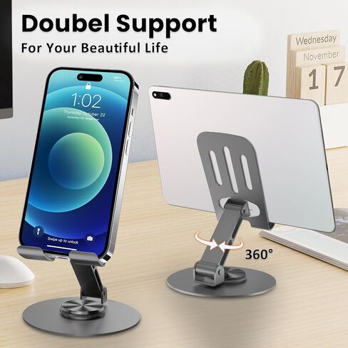 Universal Metal Cell Phone Stand, Purple | Multi-Angel Adjustable, 360° Rotation, Non-Slip Metal, Compatible with iPhone 17 16 Pro Max and All Smartphones in Saudi Arabia