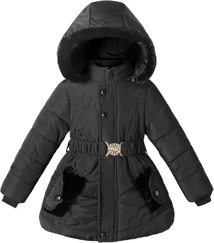 Little Girls Winter Parka Coats Fleece Outwear Hooded Puffer Jacket Snow Clothes in Saudi Arabia