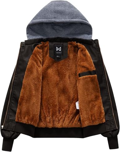 Ggleaf Boy's Faux Leather Jacket Windproof Winter Winter Coard Kids Bomber Outerwear Ofterproof Pu Motorcycle Screetcy in Kuwait