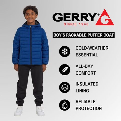 Gerry Packable Puffer Jackets for Boys, Hooded Boys Winter Coat Outerwear in Saudi Arabia