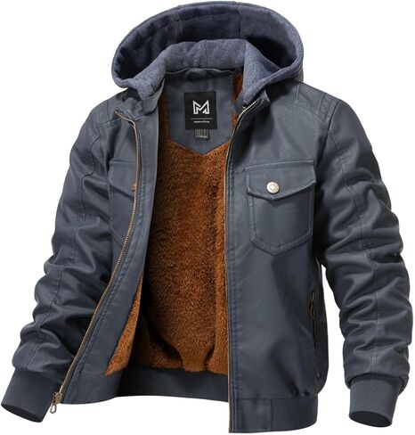 GGleaf Boy's Faux Leather Jacket Windproof Warm Winter Coat Kids Bomber Outerwear Waterproof PU Motorcycle Jacket in Kuwait