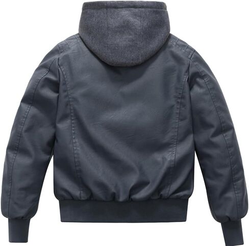 GGleaf Boy's Faux Leather Jacket Windproof Warm Winter Coat Kids Bomber Outerwear Waterproof PU Motorcycle Jacket in Kuwait