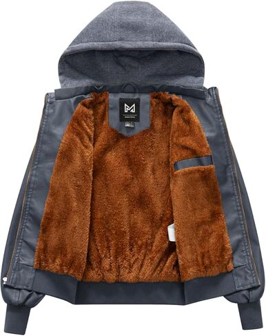 GGleaf Boy's Faux Leather Jacket Windproof Warm Winter Coat Kids Bomber Outerwear Waterproof PU Motorcycle Jacket in Kuwait