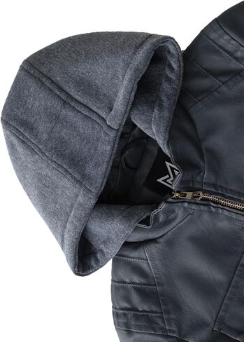 GGleaf Boy's Faux Leather Jacket Windproof Warm Winter Coat Kids Bomber Outerwear Waterproof PU Motorcycle Jacket in Kuwait