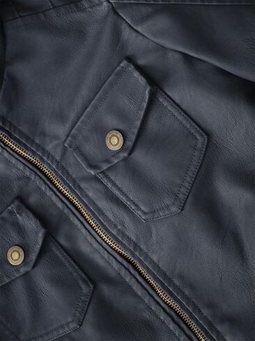 GGleaf Boy's Faux Leather Jacket Windproof Warm Winter Coat Kids Bomber Outerwear Waterproof PU Motorcycle Jacket in Kuwait