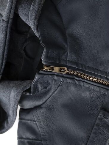 GGleaf Boy's Faux Leather Jacket Windproof Warm Winter Coat Kids Bomber Outerwear Waterproof PU Motorcycle Jacket in Kuwait