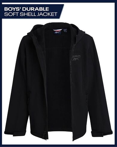 Reebok Boys Softshell Jacket - Polar Fleece Lined Wind & Water Resistant Hooded Winter Coat - Casual Outerwear for Boys in Saudi Arabia