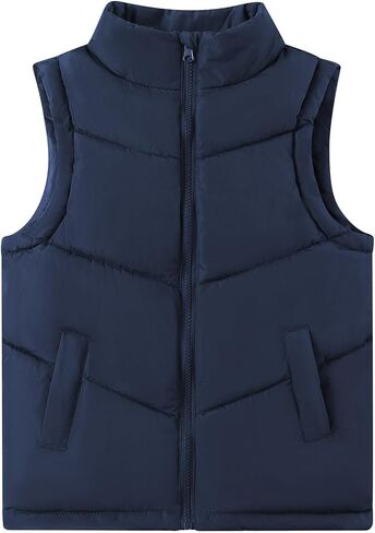 RAISEVERN Boys Puffer Vest Kids Zipper Winter Quilted Sleeveless Jacket with Pockets 5-12 Years in Saudi Arabia