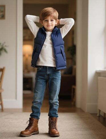 RAISEVERN Boys Puffer Vest Kids Zipper Winter Quilted Sleeveless Jacket with Pockets 5-12 Years in Saudi Arabia