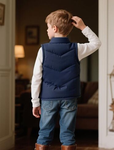 RAISEVERN Boys Puffer Vest Kids Zipper Winter Quilted Sleeveless Jacket with Pockets 5-12 Years in Saudi Arabia