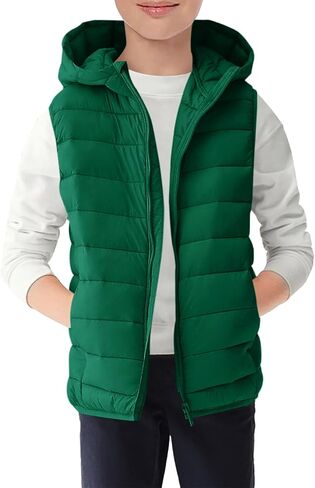 سترة منتفخة للأولاد من هالومونينغ للأطفال بدون أكمام خفيفة الوزن منتفخة مع غطاء للرأس للأعمار من 4 إلى 14 عامًا in Kuwait