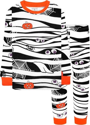 DAUGHTER QUEEN Boys & Girls 100% Cotton Halloween & Christmas PJS 18M-12Y | Soft, Breathable, Comfortable, Tagless, Snug Fit, Festive, Great for Gift Giving in Saudi Arabia