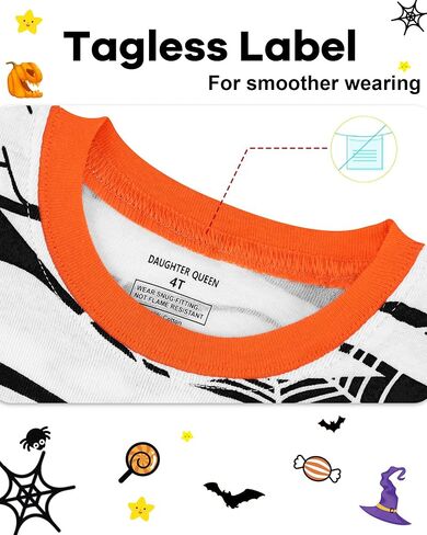 DAUGHTER QUEEN Boys & Girls 100% Cotton Halloween & Christmas PJS 18M-12Y | Soft, Breathable, Comfortable, Tagless, Snug Fit, Festive, Great for Gift Giving in Saudi Arabia