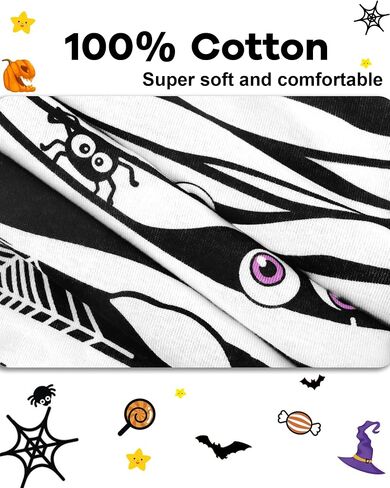 DAUGHTER QUEEN Boys & Girls 100% Cotton Halloween & Christmas PJS 18M-12Y | Soft, Breathable, Comfortable, Tagless, Snug Fit, Festive, Great for Gift Giving in Saudi Arabia