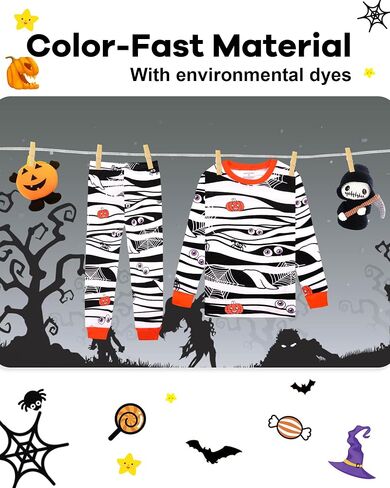 DAUGHTER QUEEN Boys & Girls 100% Cotton Halloween & Christmas PJS 18M-12Y | Soft, Breathable, Comfortable, Tagless, Snug Fit, Festive, Great for Gift Giving in Saudi Arabia