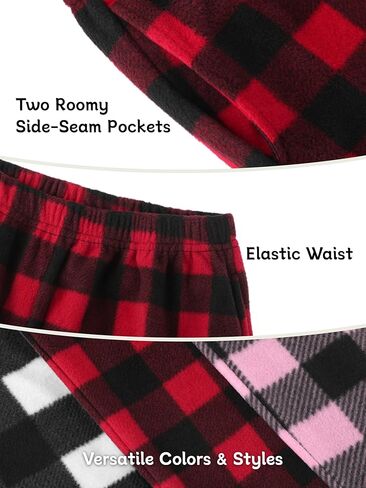 IHU 3 Pack Girls Pajama Pants Micro Fleece Soft PJ Bottoms for Kids Cute Print Lounge Sleep Clothes with Pockets in Kuwait